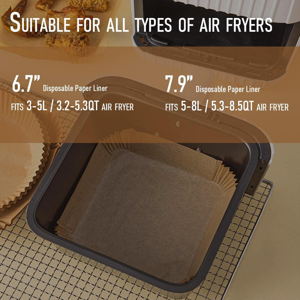 BOXTOHEART 7.9 100pcs air fryer disposable paper liners, 100pcs non-stick air  fryer liner, airfryer parchment