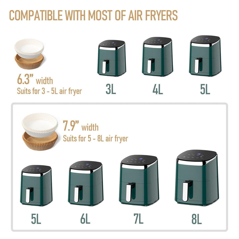 50pcs Air Fryer Disposable Paper Liner, Square Air Fryer Liners, 6.3 Inch  And 7.9 Inch, Non-Stick Disposable Liners, Grease Proof, Waterproof, Food Gr